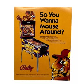 Bally Mousin Around Pinball Flyer Original 80s Promo Retro Gameroom Art Vintage