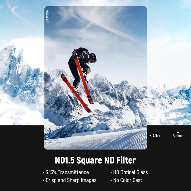 NEEWER ND1.5 (5 Stops) Square ND Filter, 4"x5.65" Dual Sided
