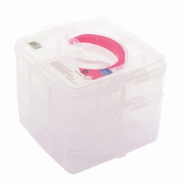 Vaessen Creative 1009-035 Stackable Storage Box 18 Compartments for Storing Small Craft Materials, Jewellery and More, Clear, One Size