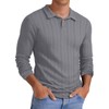 Mens Knit Polo Shirts Long Sleeve Casual Textured Golf Polo