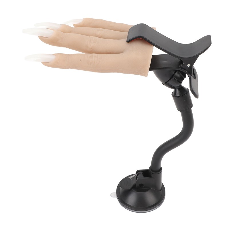 Nail Practice Hand Soft Silicone Mannequin Hand with Adjustable Clamp