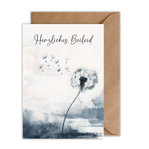 WBdesignz Sympathy Card with Envelope - Sympathy Card Dandelion Heartfelt
