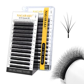 NAGARAKU 5D Lashes, W Shape Eyelash Extensions VERSION 3.0 Soft Volume 0.07mm C Curl 8-15mm Mix Premade Fan Lashes Matte Black 5 Tips False Eyelashes Wheat Spike Shape