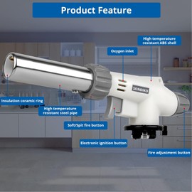 Sondiko Butane Torch Lighter, Dual Flame Mode Butane Torch Lighter Head 2