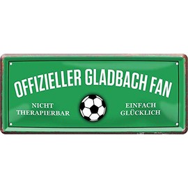 schilderkreis24 - Tin Sign with German Text "Ich Bin M'Gladbach Fan" [German Language] Metal Sign for Football Enthusiasts, Gift Idea, 28 x 12 cm