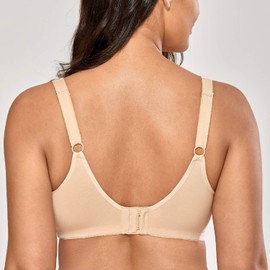 DELIMIRA Women's Wireless Plus Size Comfort Cotton Full Coverage Unlined Bra Beige 38G