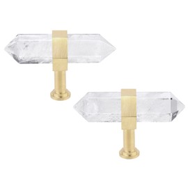 Rockcloud Pack of 2 Crystal Point Stone Drawer Knobs with Screws Cabinet Knob Cupboard Pull Handle Home Decoration, Rock Crystal