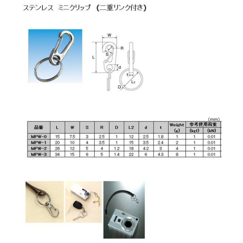 MM B-2003 (MPW-3) Stainless Steel Mini Clip (with Double Link),