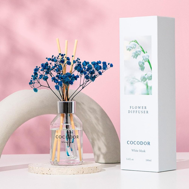 COCODOR Flower Reed Diffuser Set / 3.4oz / White Musk/Scent