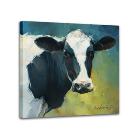 JZLDZS Farmhouse Cow Pictures Wall Decor Country Cow Canvas Wall Art Rustic Wall Decor for Living Room Kitchen Bedroom Bathroom Office, 12x12 Inch Ready to Hang