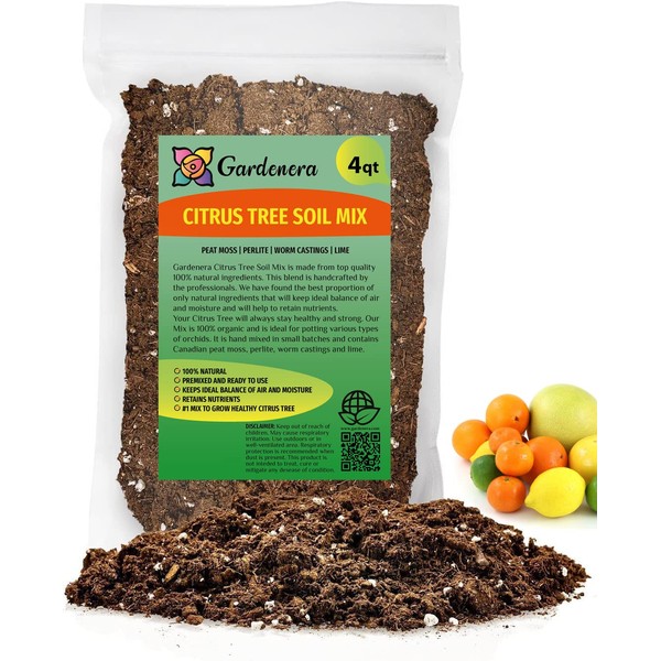 GARDENERA Premium Citrus Tree Potting Soil Mix - 4 Quart