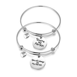 You're My Person You Will Always be My Person Bangle Bracelet BFF Bracelet Valentine's Day Best Friend Gift (you're my person set)