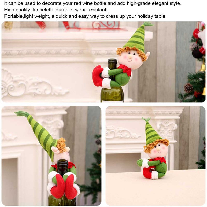 3pcs/Set Cute Santa Claus Snowman Doll Wine Bottle Cover Holder