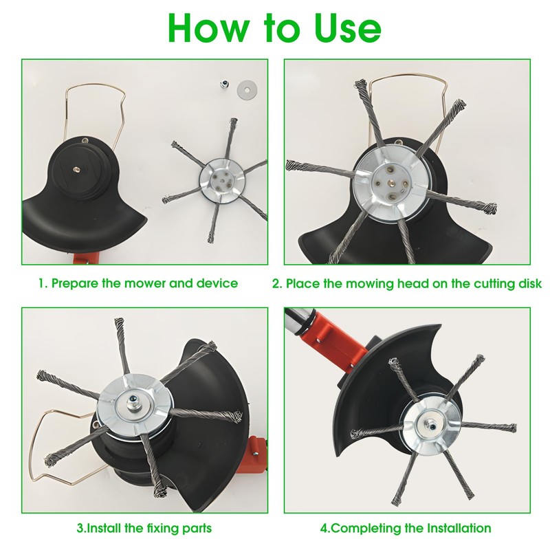 Steel Wire Grass Trimmer Head, 3 Head Wire Strimmer Head