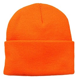 Solid Neon Hunter Blaze Orange Watch Hat Outdoor Durable Acrylic Cuffed Winter Stocking Cap Beanie