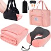 Travel Pillow and Blanket Set & Foot Rest, Memory Foam