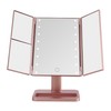 MELANNCO Rose Gold Tri Fold LED Vanity Mirror, 3 Magnifications