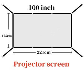 100 Inch Portable Projector Screen, Double Sided Washable Outdoor Projection Screen,16:9 Foldable Anti-Crease Portable Movies Screens for Camping Party, Home Theater,Office(with 4-Sided Pull Wires)