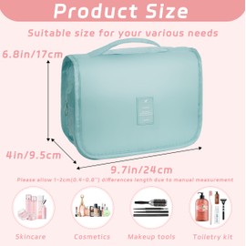 YEMEDA Toiletry Bag Travel Bag with Hanging Hook, Waterproof Capacity Hanging Multifunctional Makeup Bag for Toiletries, Portable Cosmetic Bag Travel Organizer for Women and Men(Light Blue)