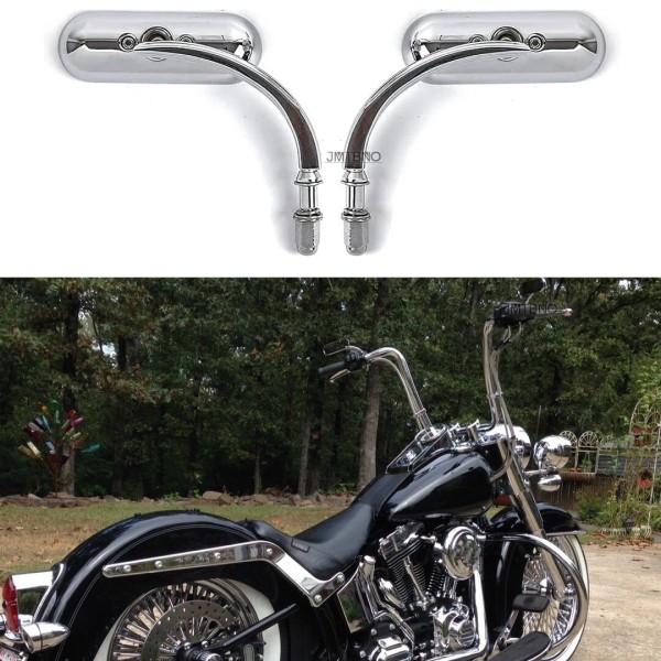 JMTBNO For Harley Davidson Softail Deluxe Pair Chrome Oval Motorcycle