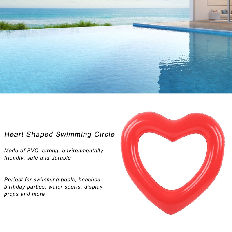 Heart Shaped Swimming Circle 120cm Thick Tear Resistant PVC Material