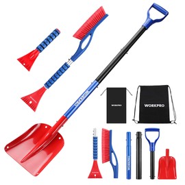 WORKPRO 3-Piece Snow Removal Kit, 47" Detachable Snow Shovel, 27" 2-in-1 Ice Scraper & Snow Brush Tool, Separate Snow Scraper for Car, Truck, Driveway, and Winter Conditions, Storage Bag Included