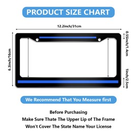Meikosks Thin Blue Line License Plate Frame Police License Plate Frames,Metal Aluminum Car Cover Tag Holder Frames,2 Holes with Screw Caps for Men Women 12x6 Inch