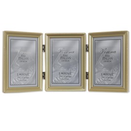 Lawrence Frames Bead Border Design, 3.5x5 Triple, Satin Gold