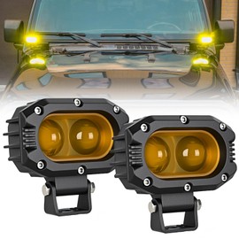 Nilight LED Pod Light 48W 4 Inch 2 PCS Yellow Spot Beam Driving Lights LED Pods IP67 Waterproof Auxiliary Offroad Lighting for Truck Tractor SUV ATV UTV Golf Cart Boat Motorcycle Dirt Bike