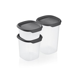 Tupperware One Touch Fresh Small Square Containers 3-Piece Set Black Seal