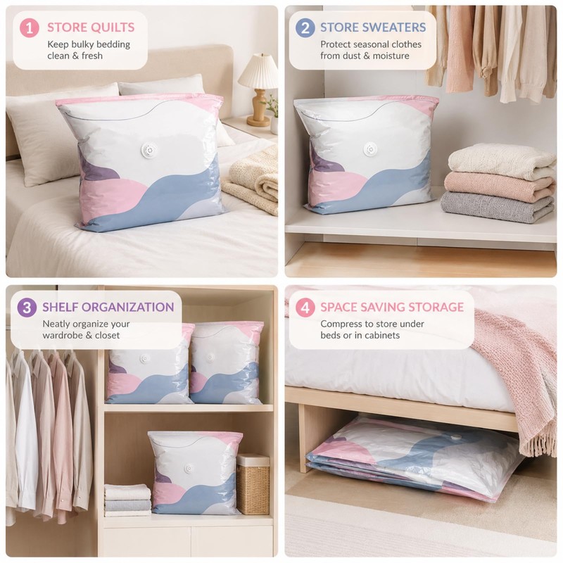 2 PCS No Pump 3D Vacuum Storage Bags, No Pump