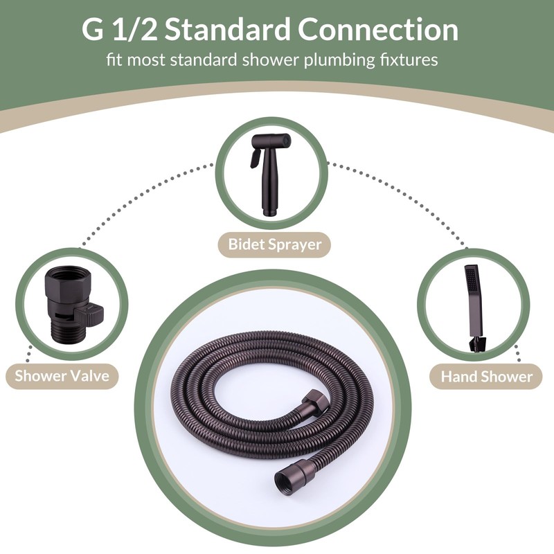 Flexible Shower Hose 59 Inches, APLusee 304 Stainless Steel Shower