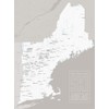 New England Ski Resorts Map 18x24 Poster (White & Gray)