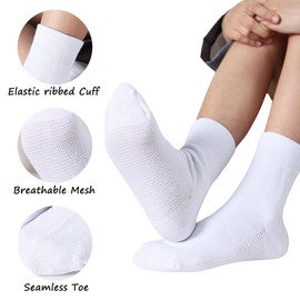 hakugoo Boys Socks Kids Crew Socks Girls Dress Socks Seamless Cotton Socks 4-6 Years Athletic Socks Uniform Socks for Girls, Beige 6 Pairs (S)