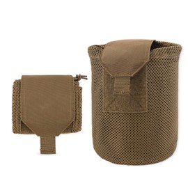 KRYDEX GEAR Tactical Dump Pouch, Molle Foldable Mag Bag Net Drawstring Recycle Bag Recovery Tool Pack (Coyote Brown)