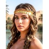Yokawe Gold Coin Elastic Headbands Jewelry,Belly Dance Headpieces,Forehead Carnival Rave