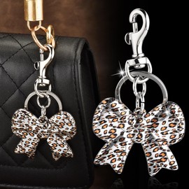 IKANOO Leopard Bowknot Bag Charms Keychain for Women Bow Bag Purse Charms For Handbags Backpack Mother's Day Graduation Gift (Leopard Bowknot)