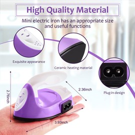 Honoson Mini Craft Iron Mini Heat Press Small Iron Portable Handy Tiny Flatiron with Charging Base Accessories for Fuse Beads Patch DIY Shoes T-shirts heat Transfer Vinyl Projects(Purple)