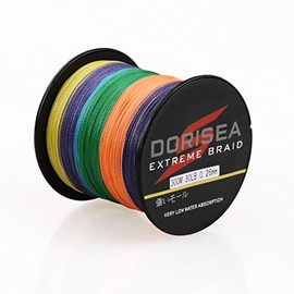 Dorisea Extreme Braid 100% Pe Multi-Color Braided Fishing Line 109Yards-2187Yards 6-550Lb Test Fishing Wire Fishing String Incredible Superline Zero Stretch (Multi-Color, 2000m/2187Yards 50lb/0.36mm)
