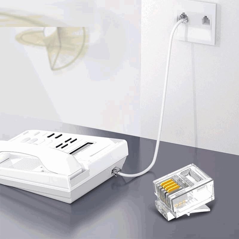 TECHZOCO RJ11 Plug, Modular Telephone Connector, 6P4C Connector, Telephone Adapter,