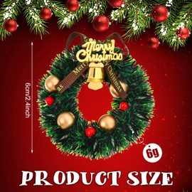 20 Pieces Dollhouse Miniature Christmas Wreath Miniature 1:12 Dollhouse Accessories Hanging Xmas Wreath Christmas Decoration with Bowknot and Bell Dollhouse Decoration for Xmas Tree Art Craft Decor