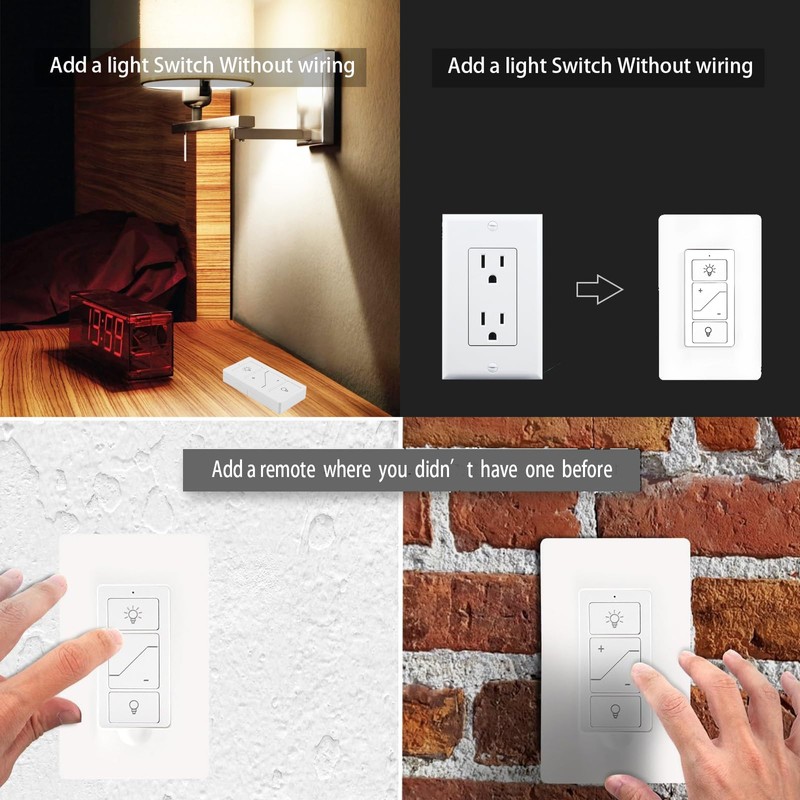 Humpptom Wireless Dimmer Light Switch and Receiver Compatible With Alexa