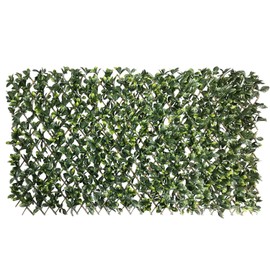 ECOOPTS EcooptsArtificial Buxus Leaf Faux Ivy Expandable/Stretchable Privacy Fence Screen, Single Side Ficus Leafs and Vine Decoration for Outdoor, Garden, Yard 4 Packs