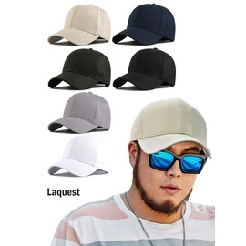 Laquest Large Size Deep Baseball Cap, 100% Cotton, Max 25.6 inches (65 cm), white