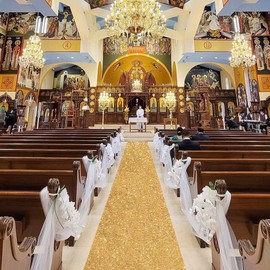 Wedding Aisle Runner: 2FT×15FT Sequin Fabric - Gold Sparkly Carpet Runner for Prom Party Outdoor Grass Floor Indoor Walkway Rug Runner Hallway Decorations