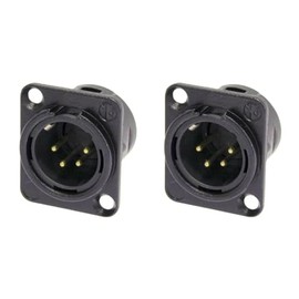 (2 Pack) NEUTRIK NC4MD-L-B-1 4-Pin XLR Male D Type Panel Mount Black w/Gold Pins