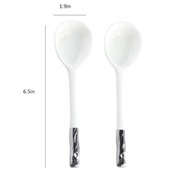 Leadigol 6PCS Ceramic Coffee Spoon,Long-Handled Ceramic Spoon Large Stirring Spoon Mixing Scoop Coffee Spoon for Home