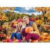 Fall Pumpkin Backdrop Autumn Haystack Hay Bale Maple Leaves Background