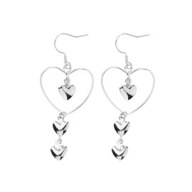 Women Girl Dangle Drop Big Heart Stud 925 Sterling Silver Post Drop Earrings S3