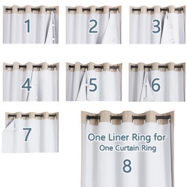 Chyhomenyc Window Blackout Curtain Liners with 18 Rings, Thermal Insulated 100% Blackout Liner for 96 Inch Curtains, Each 50Wx92L, 2 Liners Per Set with 18 Pieces Rings